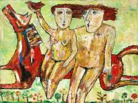 Family flight oil painting Bogomolnik