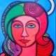 Native with decked hairstyle and moon