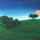 “Landscape with moon” oil painting Bogomo