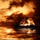 Old ship on fire